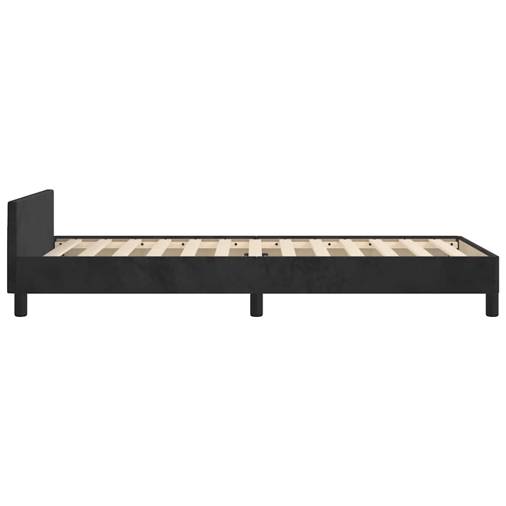 vidaXL Cadru de pat cu tăblie fără saltea, negru, 90x190 cm, catifea vidaXL Cadru de pat cu tăblie fără saltea, negru, 90x190 cm, catifea