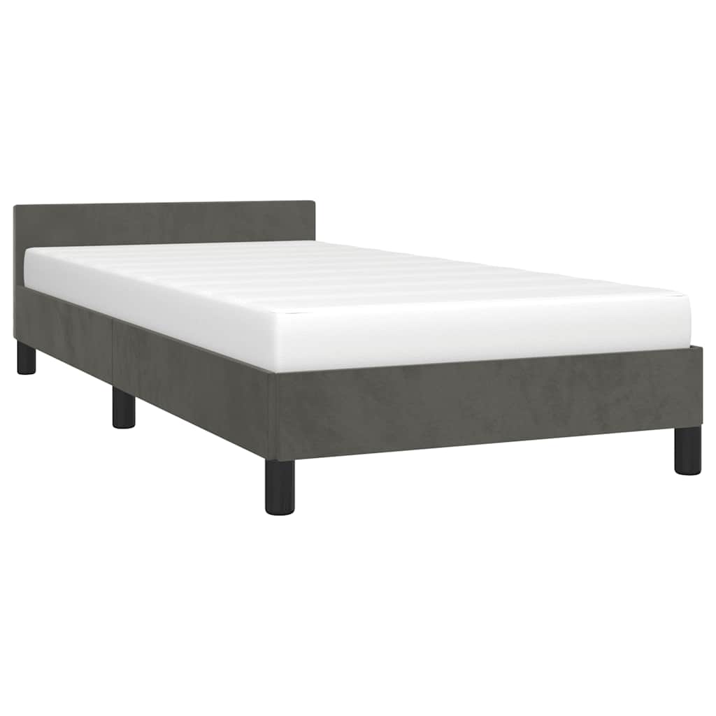 vidaXL Cadru de pat fără saltea, gri închis, 90x200 cm, catifea vidaXL Cadru de pat fără saltea, gri închis, 90x200 cm, catifea
