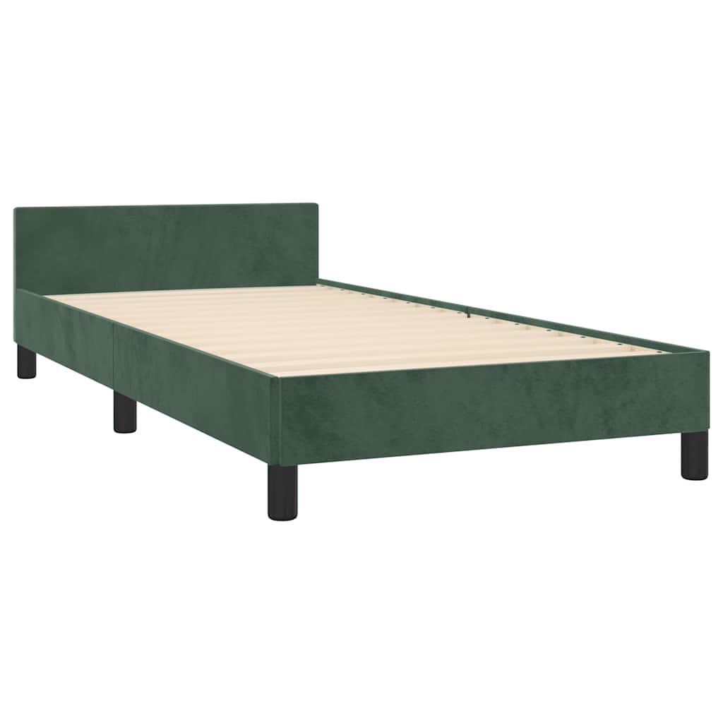 vidaXL Cadru de pat fără saltea, verde închis, 90x200 cm, catifea vidaXL Cadru de pat fără saltea, verde închis, 90x200 cm, catifea