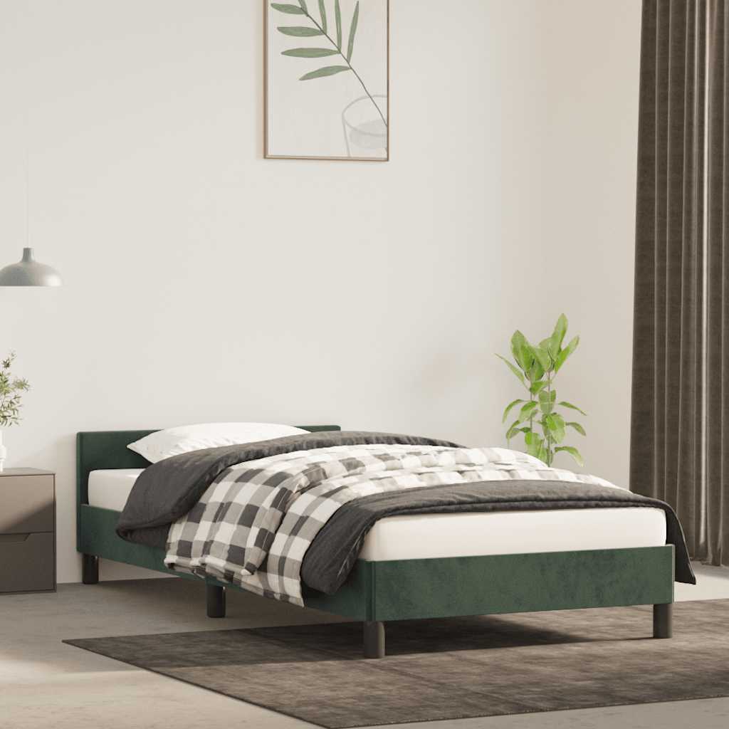 vidaXL Cadru de pat fără saltea, verde închis, 90x200 cm, catifea vidaXL Cadru de pat fără saltea, verde închis, 90x200 cm, catifea