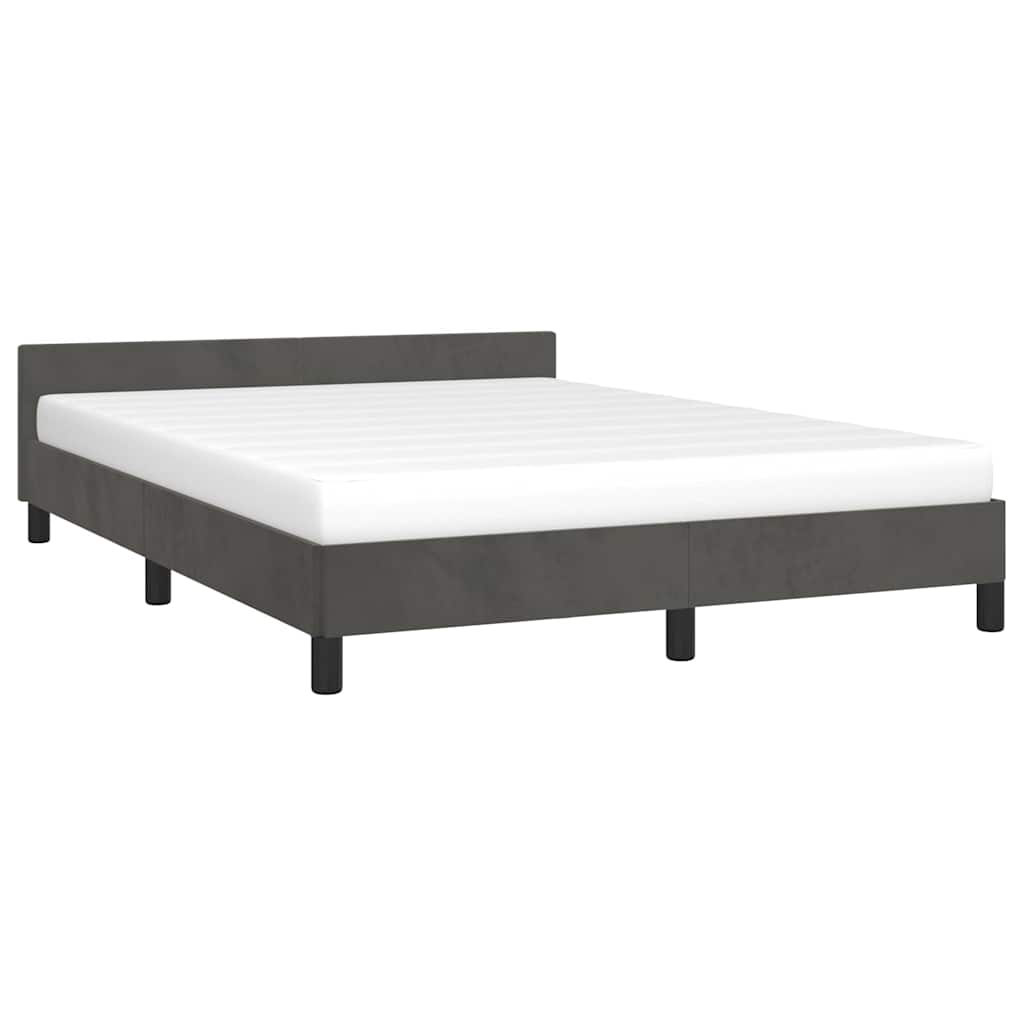 vidaXL Cadru de pat fără saltea, gri închis, 140x190 cm, catifea