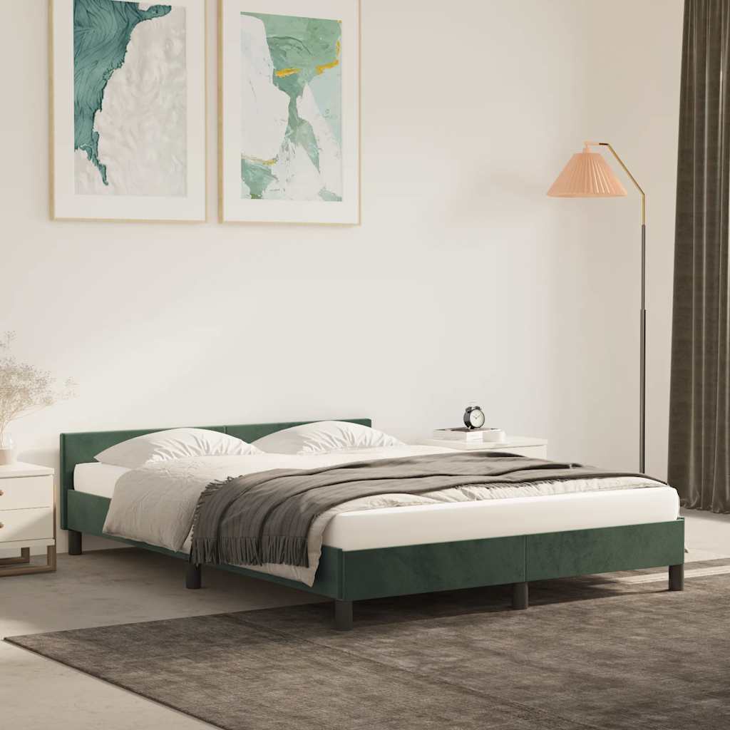 vidaXL Cadru de pat fără saltea, verde închis, 140x200 cm, catifea vidaXL Cadru de pat fără saltea, verde închis, 140x200 cm, catifea