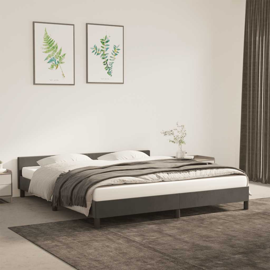 vidaXL Cadru de pat fără saltea, gri închis, 160x200 cm, catifea