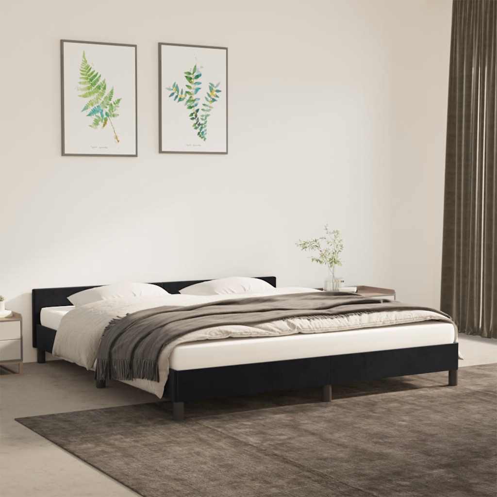 vidaXL Cadru de pat fără saltea, negru, 160x200 cm, catifea vidaXL Cadru de pat fără saltea, negru, 160x200 cm, catifea