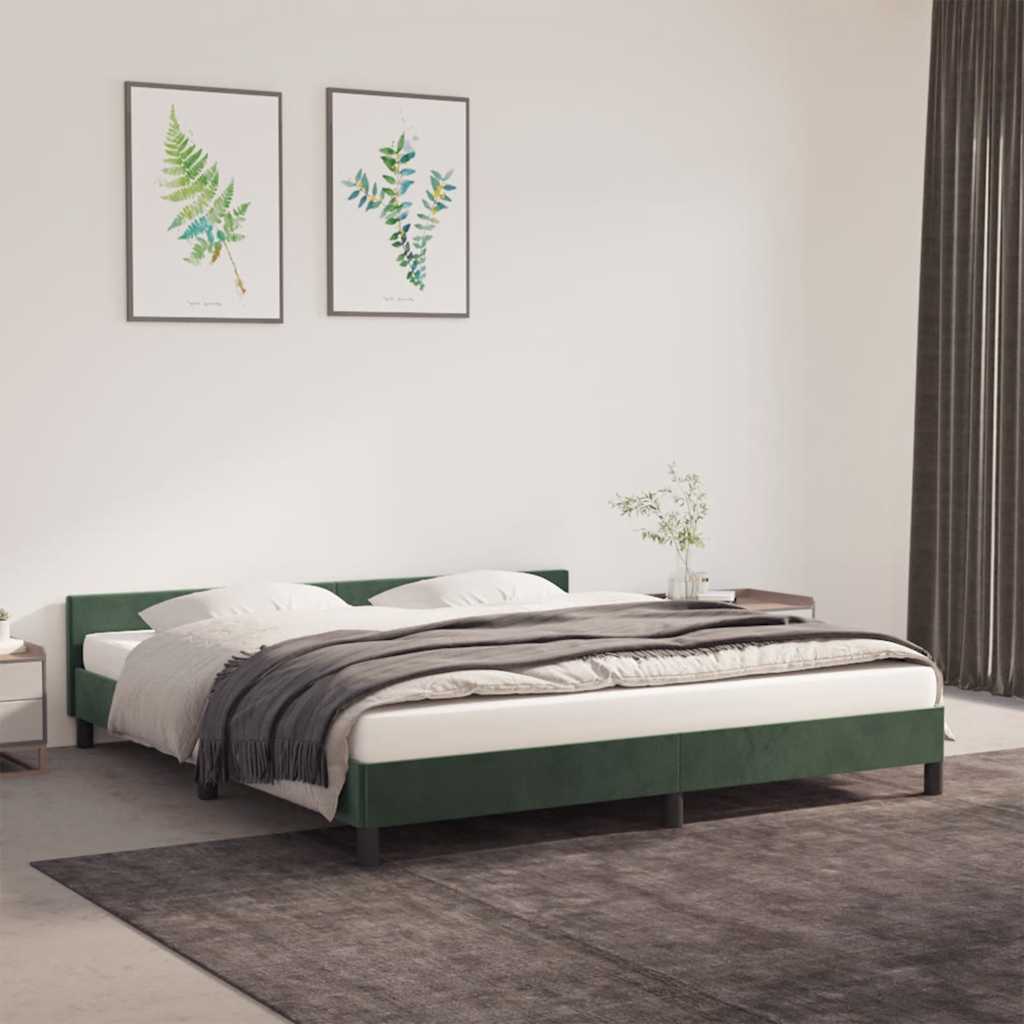 vidaXL Cadru de pat fără saltea, verde închis, 160x200 cm, catifea vidaXL Cadru de pat fără saltea, verde închis, 160x200 cm, catifea
