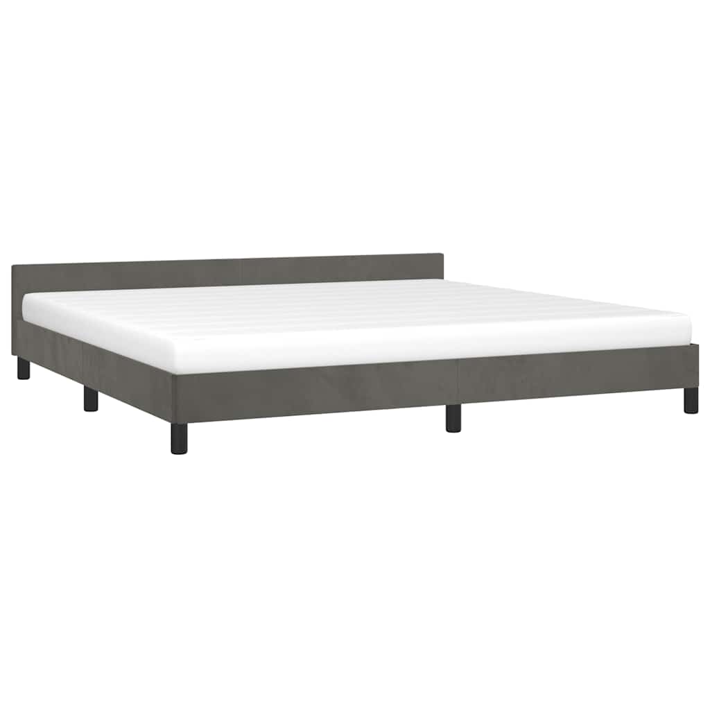 vidaXL Cadru de pat fără saltea, gri închis, 200x200 cm, catifea vidaXL Cadru de pat fără saltea, gri închis, 200x200 cm, catifea