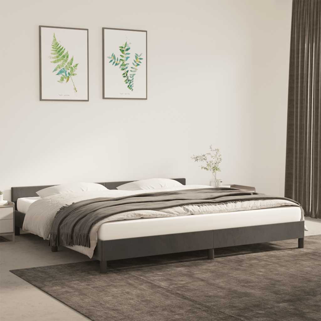 vidaXL Cadru de pat fără saltea, gri închis, 200x200 cm, catifea vidaXL Cadru de pat fără saltea, gri închis, 200x200 cm, catifea