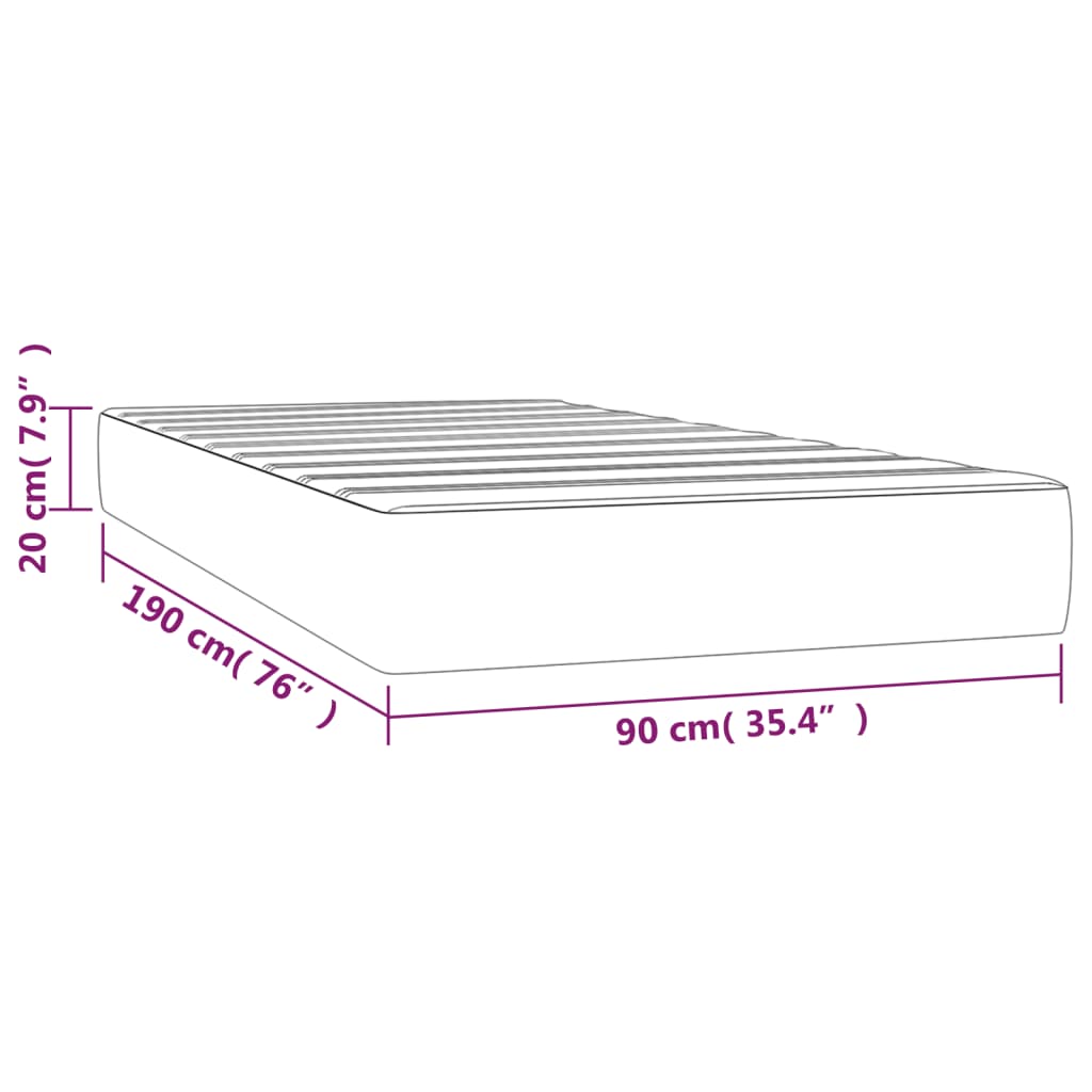 vidaXL Saltea de pat cu arcuri, alb, 90x190x20 cm, piele ecologică vidaXL Saltea de pat cu arcuri, alb, 90x190x20 cm, piele ecologică