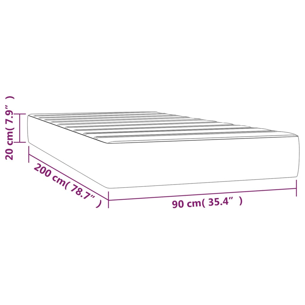 vidaXL Saltea de pat cu arcuri, alb, 90x200x20 cm, piele ecologică vidaXL Saltea de pat cu arcuri, alb, 90x200x20 cm, piele ecologică
