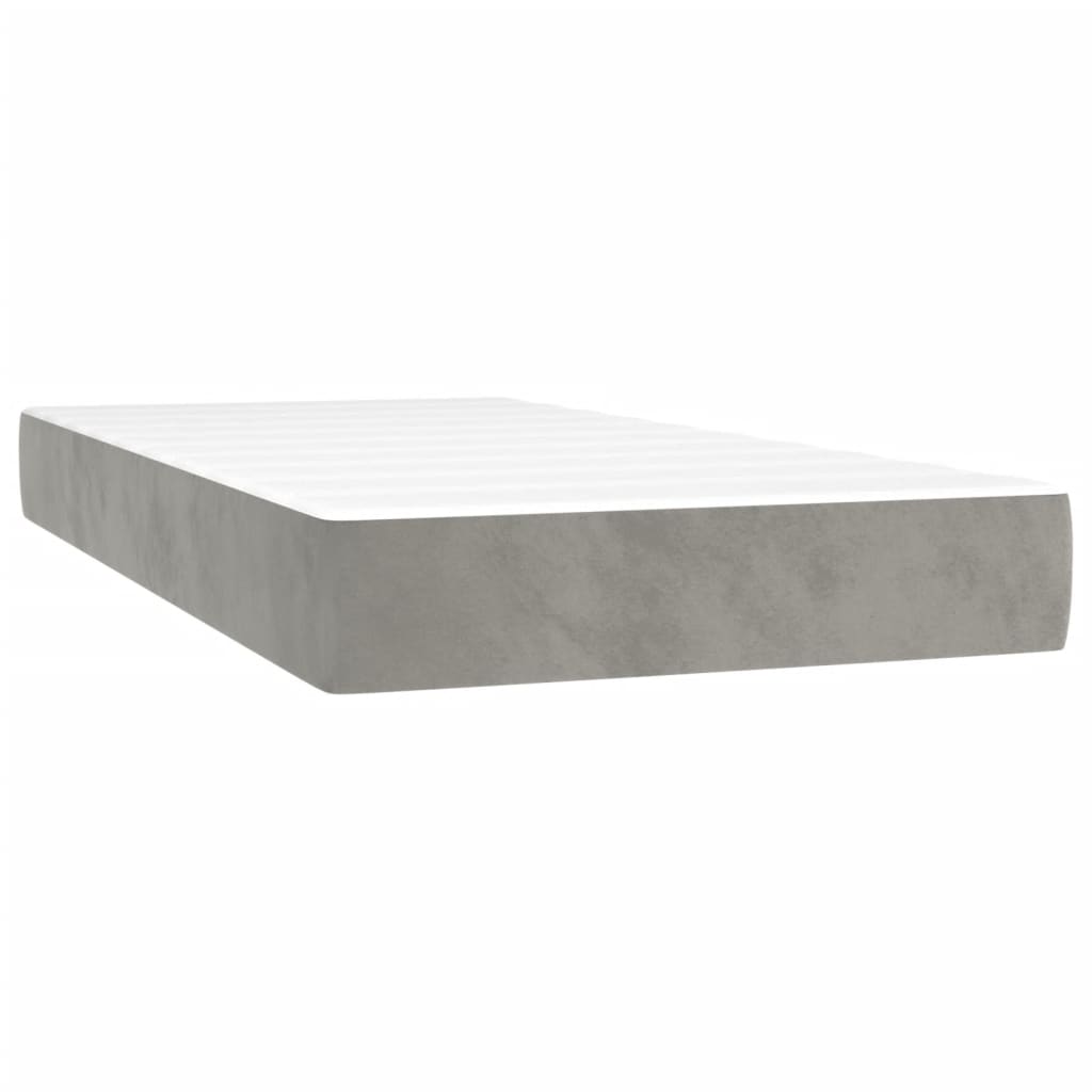 vidaXL Saltea de pat cu arcuri, gri deschis, 90x200x20 cm, catifea vidaXL Saltea de pat cu arcuri, gri deschis, 90x200x20 cm, catifea