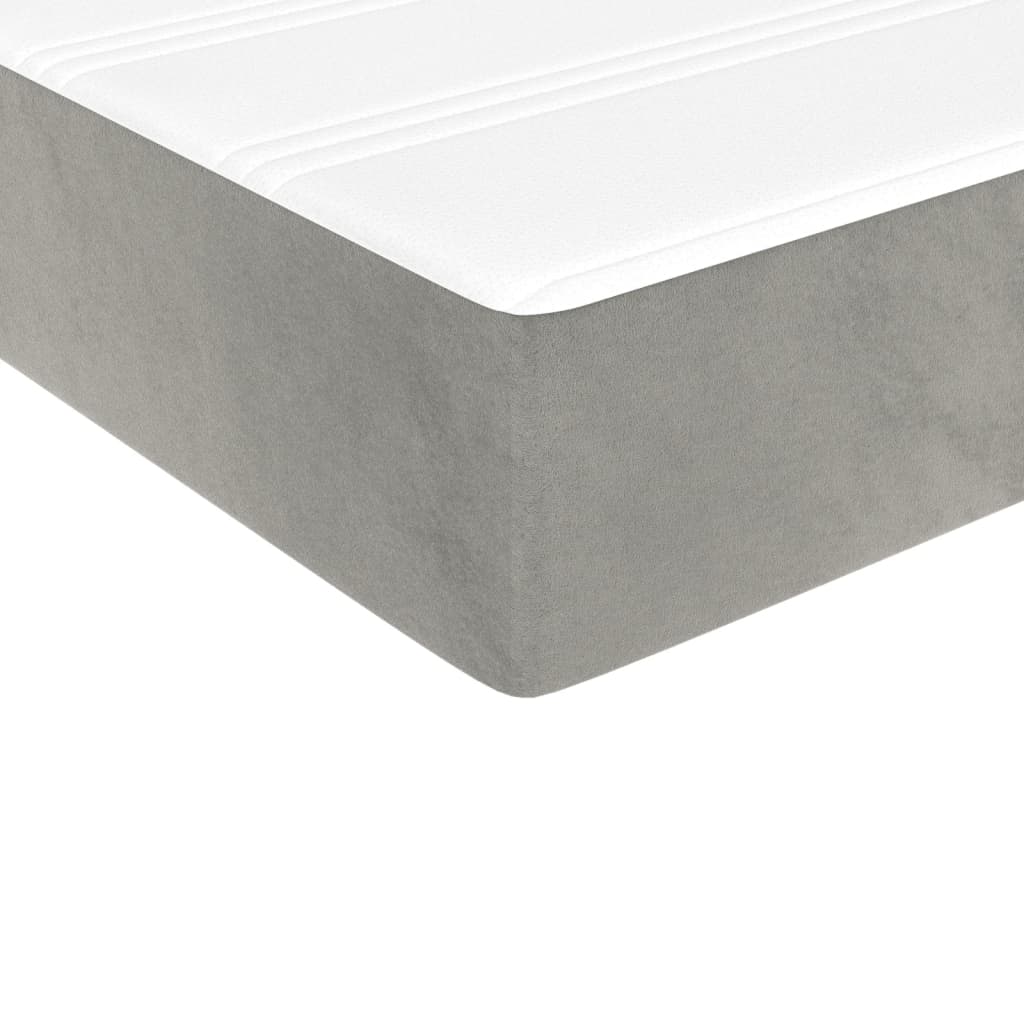 vidaXL Saltea de pat cu arcuri, gri deschis, 100x200x20 cm, catifea vidaXL Saltea de pat cu arcuri, gri deschis, 100x200x20 cm, catifea