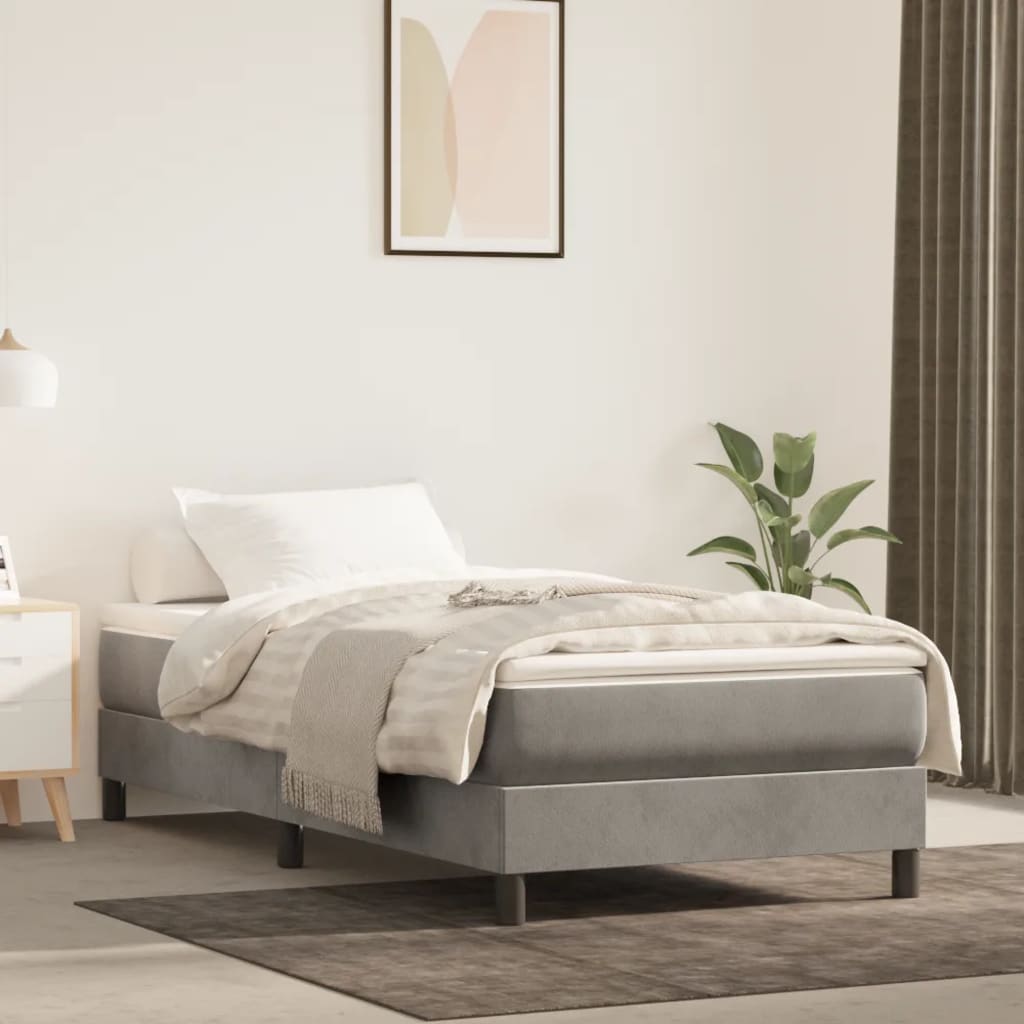 vidaXL Saltea de pat cu arcuri, gri deschis, 100x200x20 cm, catifea vidaXL Saltea de pat cu arcuri, gri deschis, 100x200x20 cm, catifea