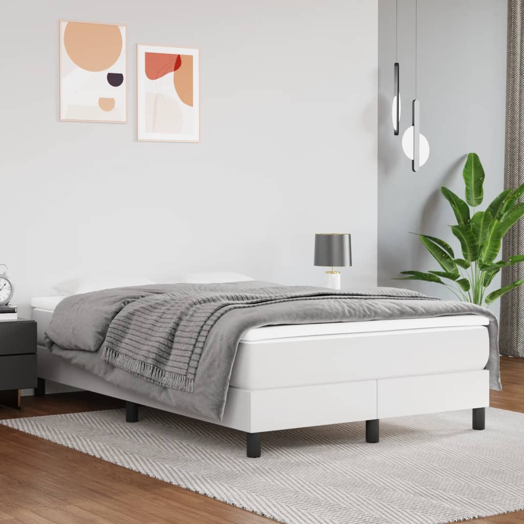 vidaXL Saltea de pat cu arcuri, alb, 120x200x20 cm, piele ecologică vidaXL Saltea de pat cu arcuri, alb, 120x200x20 cm, piele ecologică