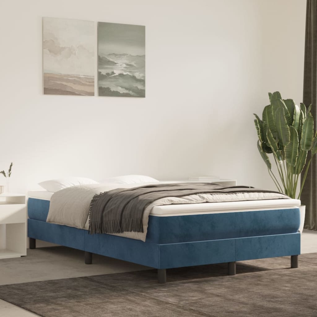 vidaXL Saltea de pat cu arcuri, albastru închis, 120x200x20 , catifea vidaXL Saltea de pat cu arcuri, albastru închis, 120x200x20 , catifea