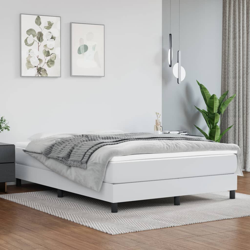 vidaXL Saltea de pat cu arcuri, alb, 140x190x20 cm, piele ecologică vidaXL Saltea de pat cu arcuri, alb, 140x190x20 cm, piele ecologică