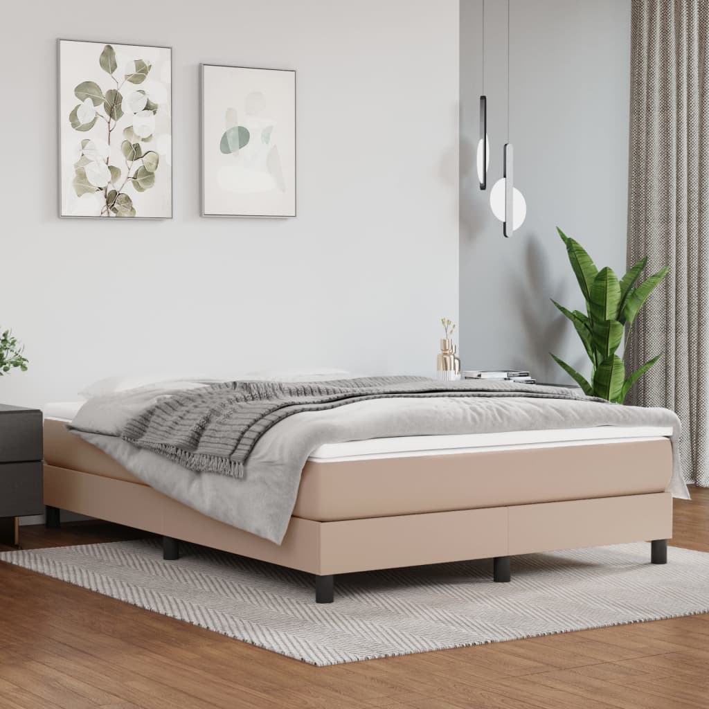 vidaXL Saltea de pat cu arcuri, cappuccino, 140x190x20 cm, piele eco vidaXL Saltea de pat cu arcuri, cappuccino, 140x190x20 cm, piele eco