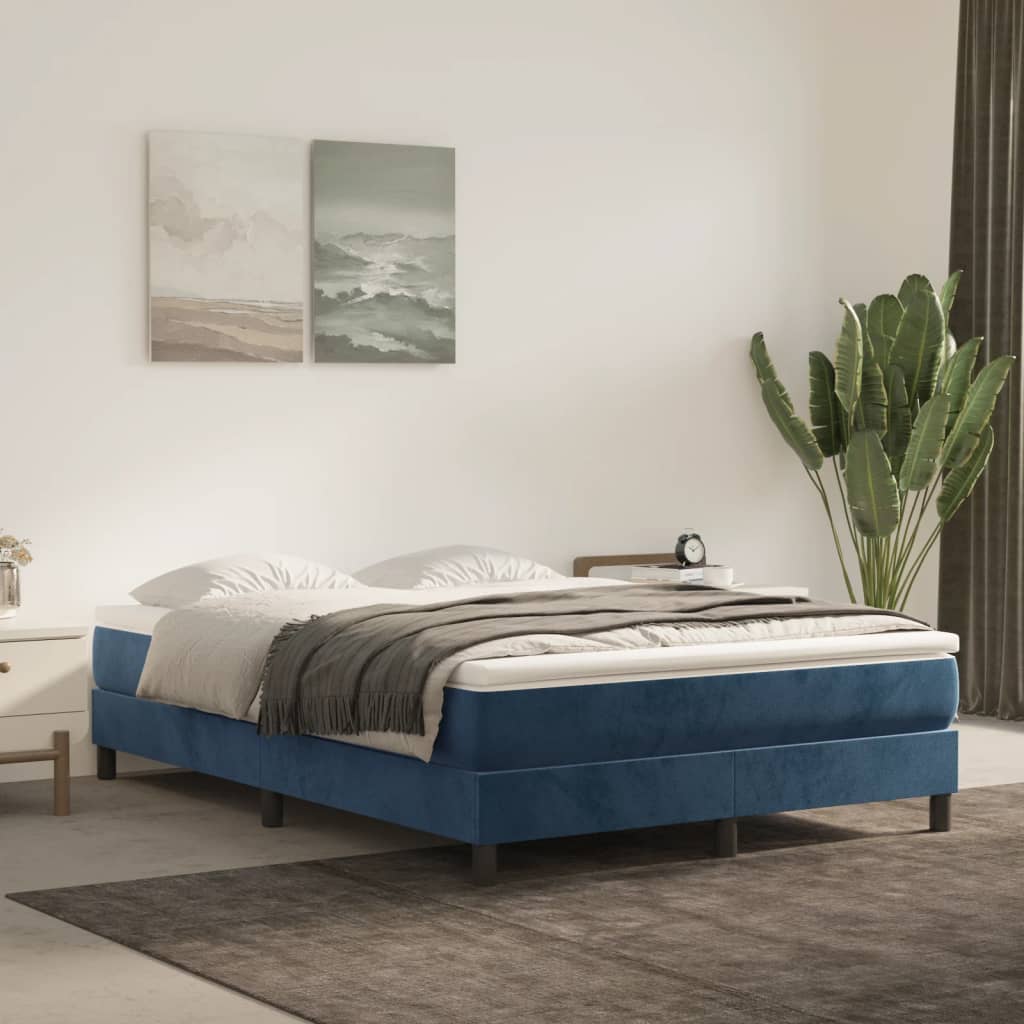 vidaXL Saltea de pat cu arcuri, albastru închis, 140x190x20 cm catifea vidaXL Saltea de pat cu arcuri, albastru închis, 140x190x20 cm catifea