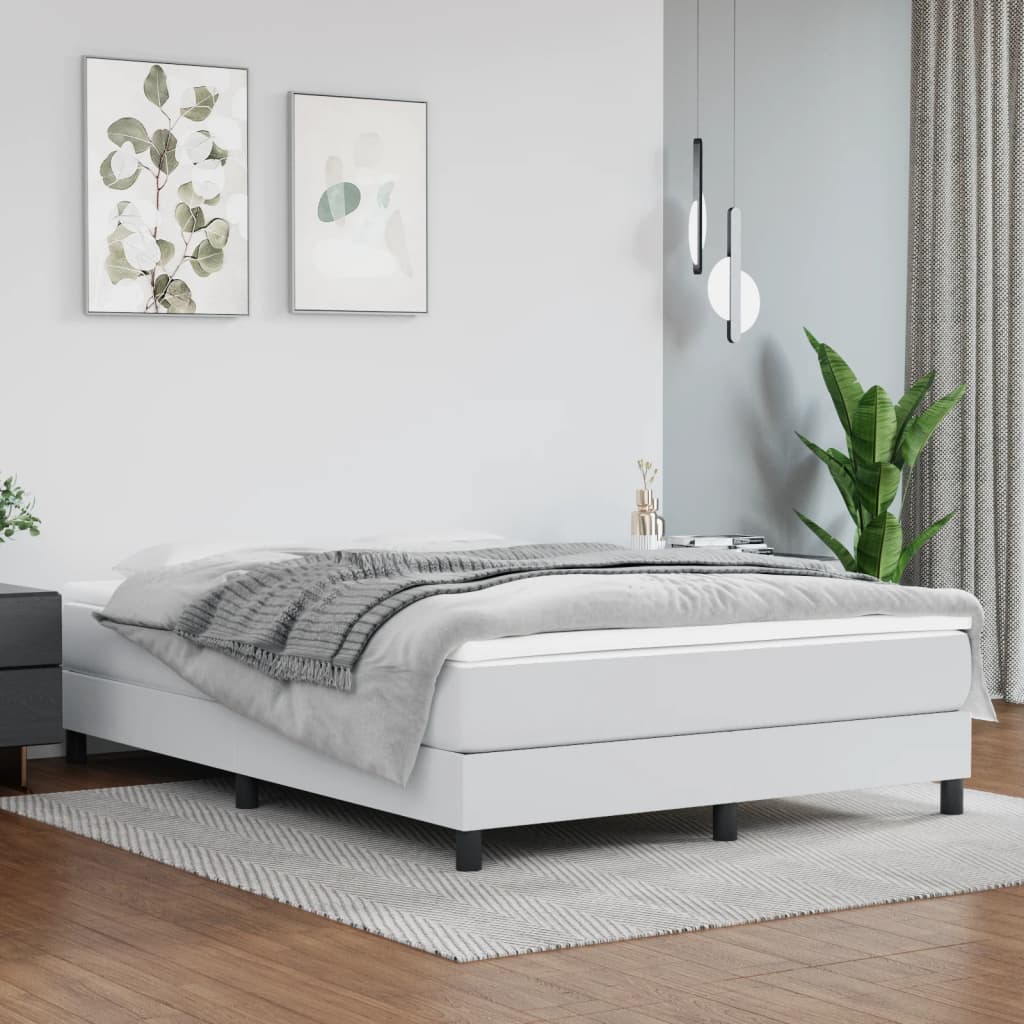 vidaXL Saltea de pat cu arcuri, alb, 140x200x20 cm, piele ecologică vidaXL Saltea de pat cu arcuri, alb, 140x200x20 cm, piele ecologică