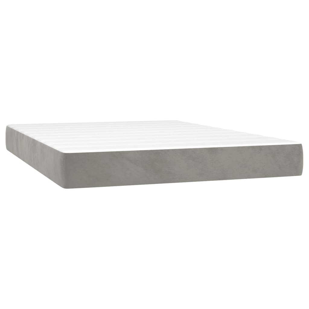 vidaXL Saltea de pat cu arcuri, gri deschis, 140x200x20 cm, catifea vidaXL Saltea de pat cu arcuri, gri deschis, 140x200x20 cm, catifea