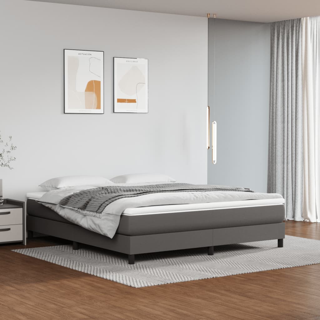 vidaXL Saltea de pat cu arcuri, gri, 160x200x20 cm, piele ecologică vidaXL Saltea de pat cu arcuri, gri, 160x200x20 cm, piele ecologică