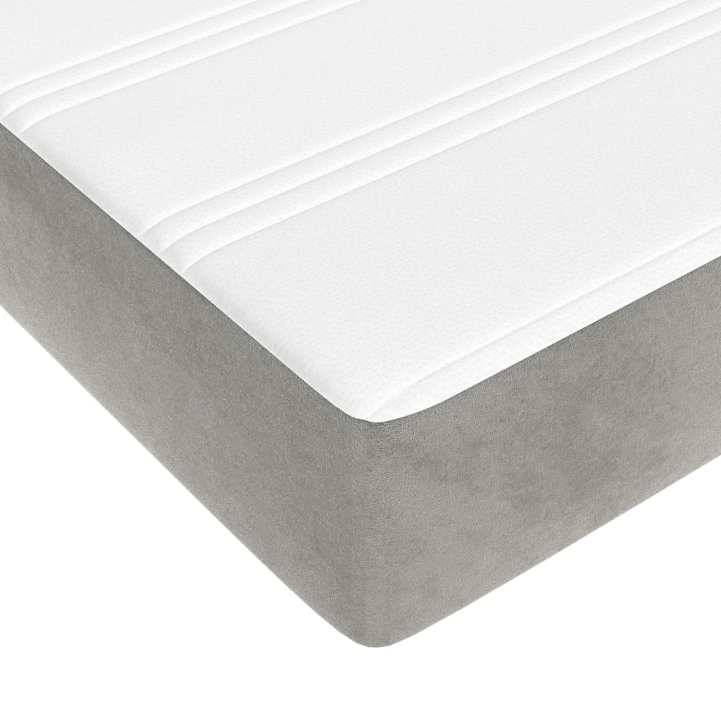 vidaXL Saltea de pat cu arcuri, gri deschis, 160x200x20 cm, catifea vidaXL Saltea de pat cu arcuri, gri deschis, 160x200x20 cm, catifea
