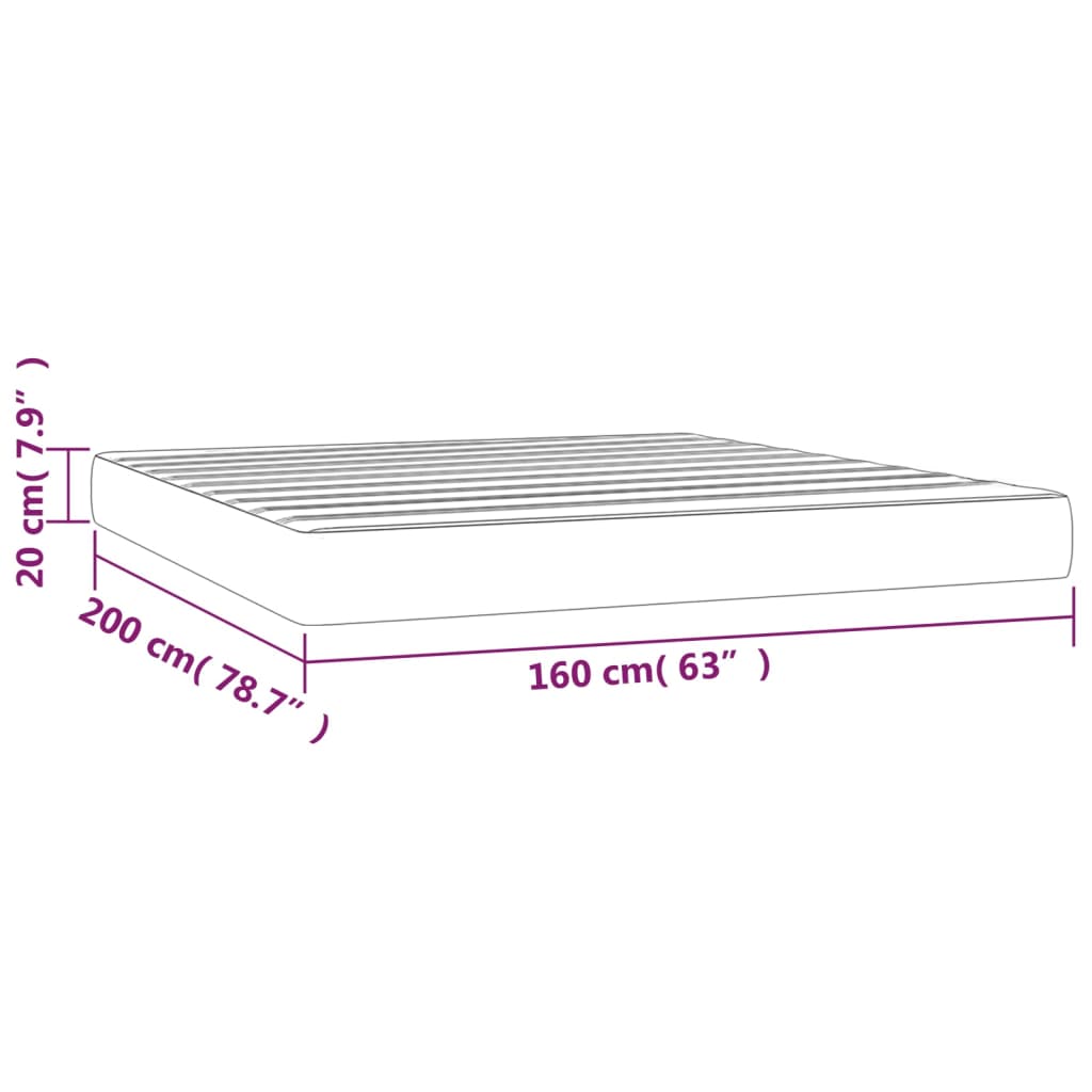 vidaXL Saltea de pat cu arcuri, gri deschis, 160x200x20 cm, catifea vidaXL Saltea de pat cu arcuri, gri deschis, 160x200x20 cm, catifea