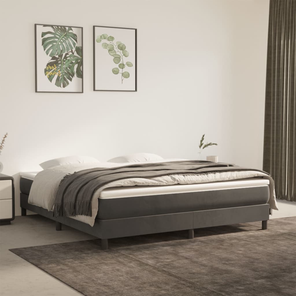 vidaXL Saltea de pat cu arcuri, gri închis, 160x200x20 cm, catifea vidaXL Saltea de pat cu arcuri, gri închis, 160x200x20 cm, catifea