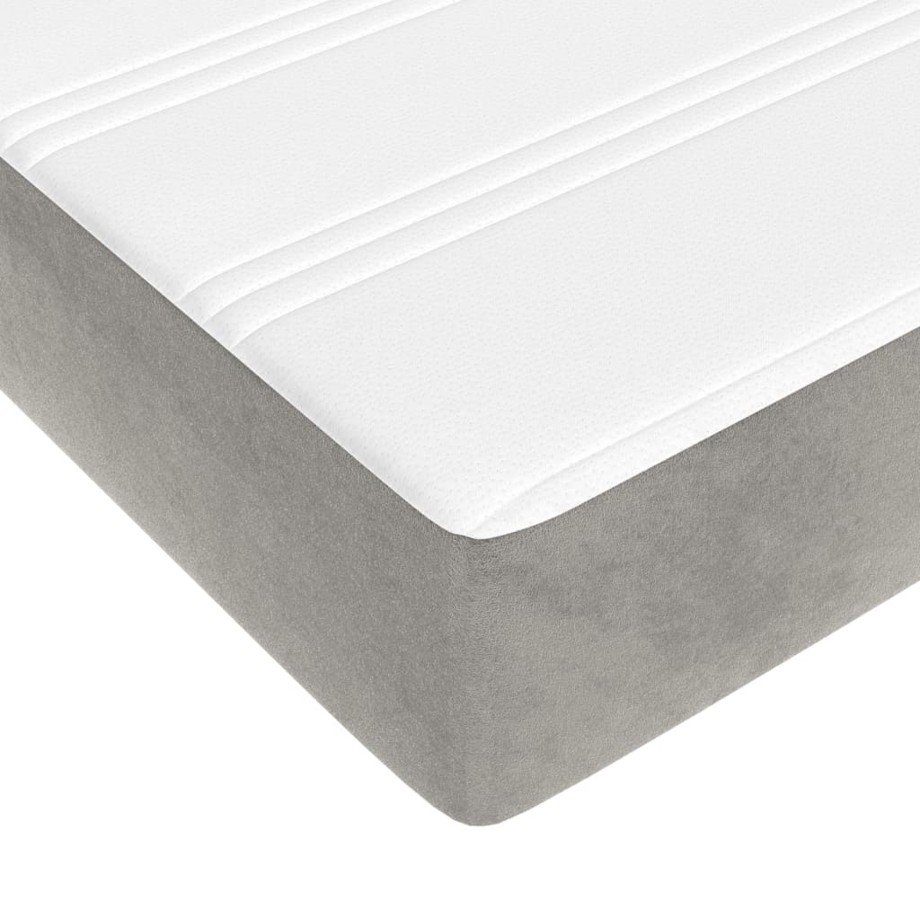 vidaXL Saltea de pat cu arcuri, gri deschis, 180x200x20 cm, catifea vidaXL Saltea de pat cu arcuri, gri deschis, 180x200x20 cm, catifea