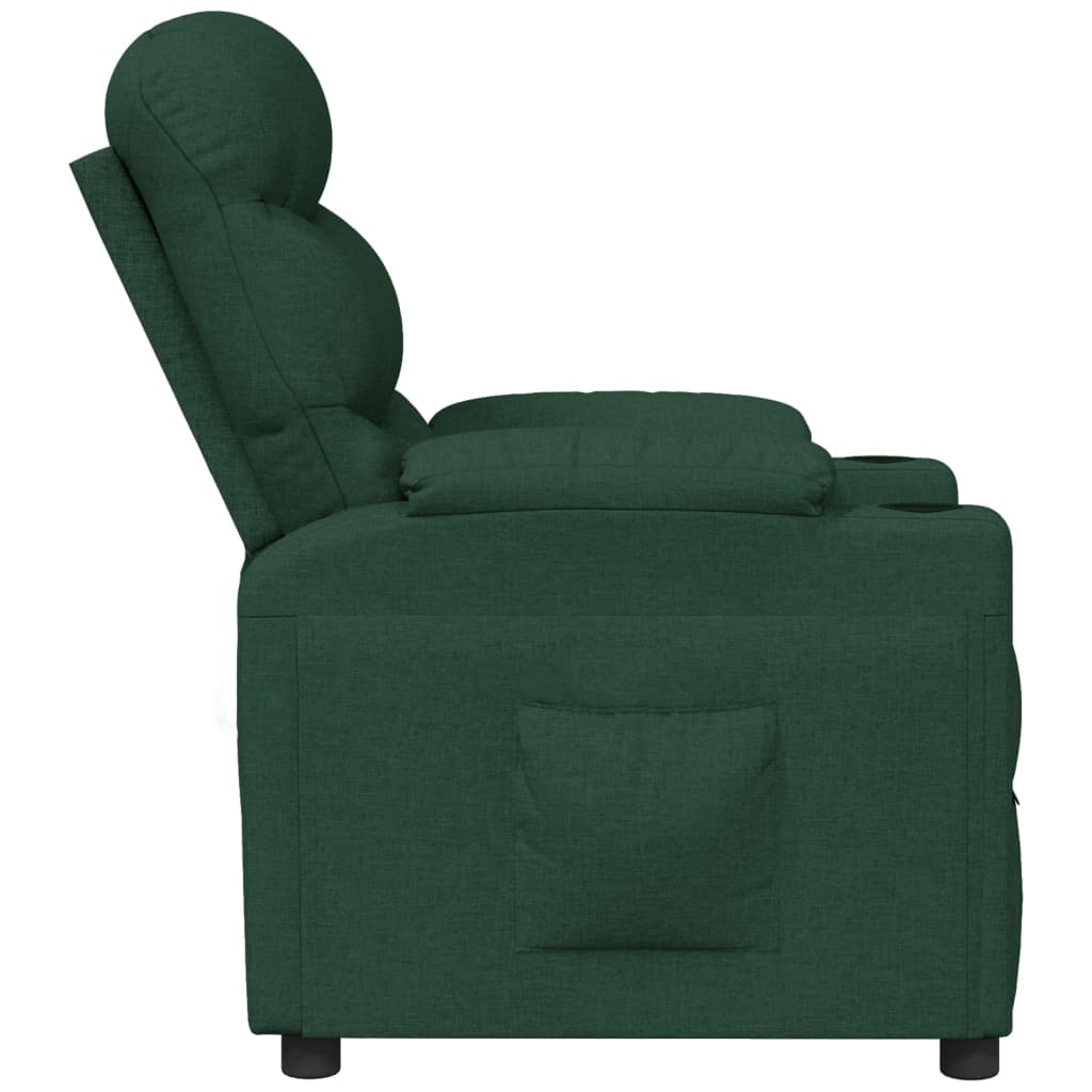 vidaXL Fotoliu rabatabil, verde închis, material textil vidaXL Fotoliu rabatabil, verde închis, material textil