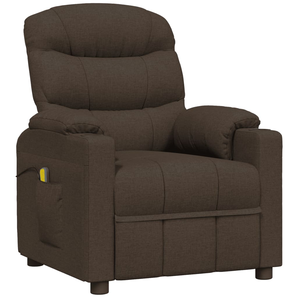 vidaXL Fotoliu de masaj, maro închis, material textil vidaXL Fotoliu de masaj, maro închis, material textil