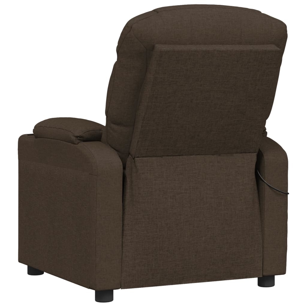 vidaXL Fotoliu de masaj, maro închis, material textil vidaXL Fotoliu de masaj, maro închis, material textil