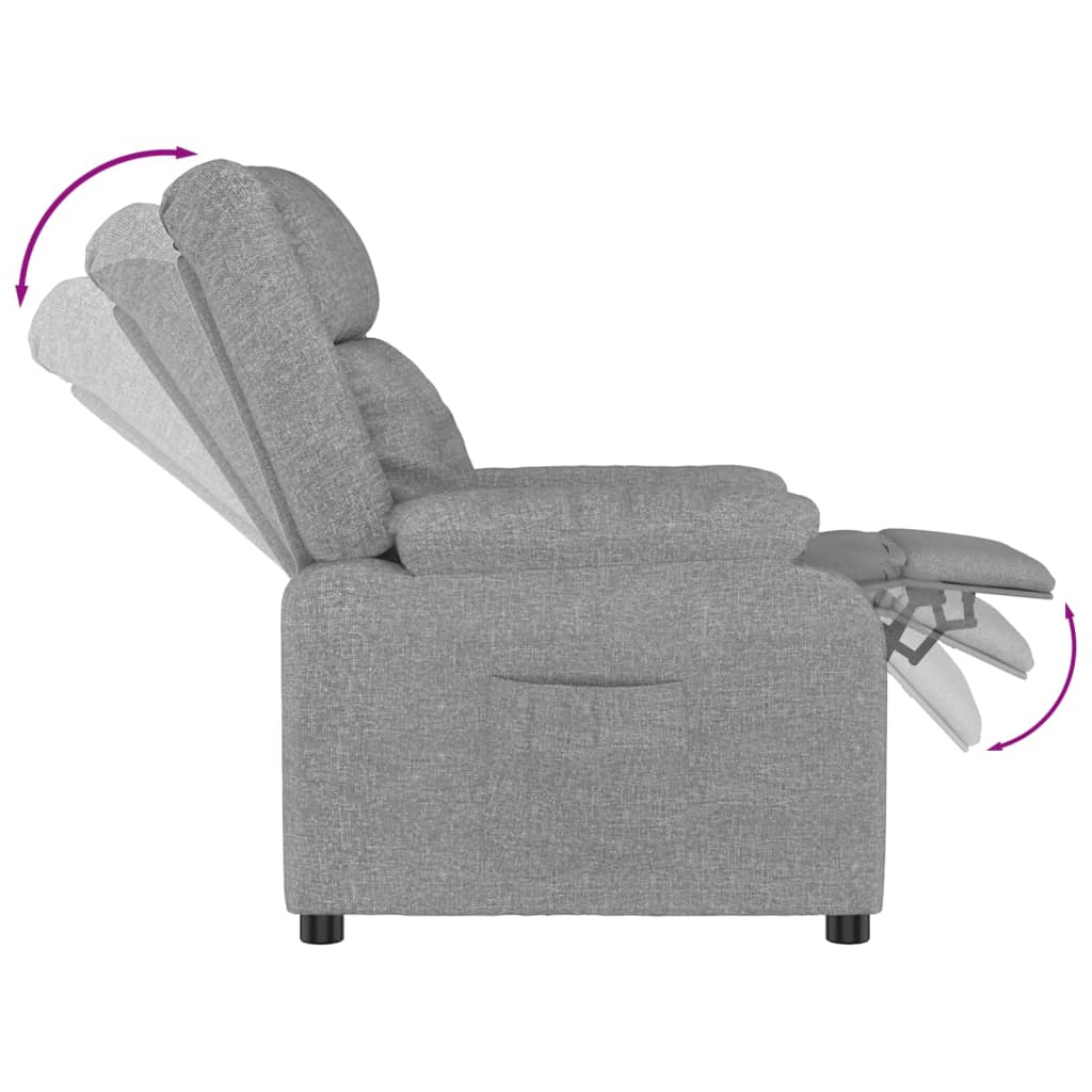 vidaXL Fotoliu rabatabil, gri deschis, material textil