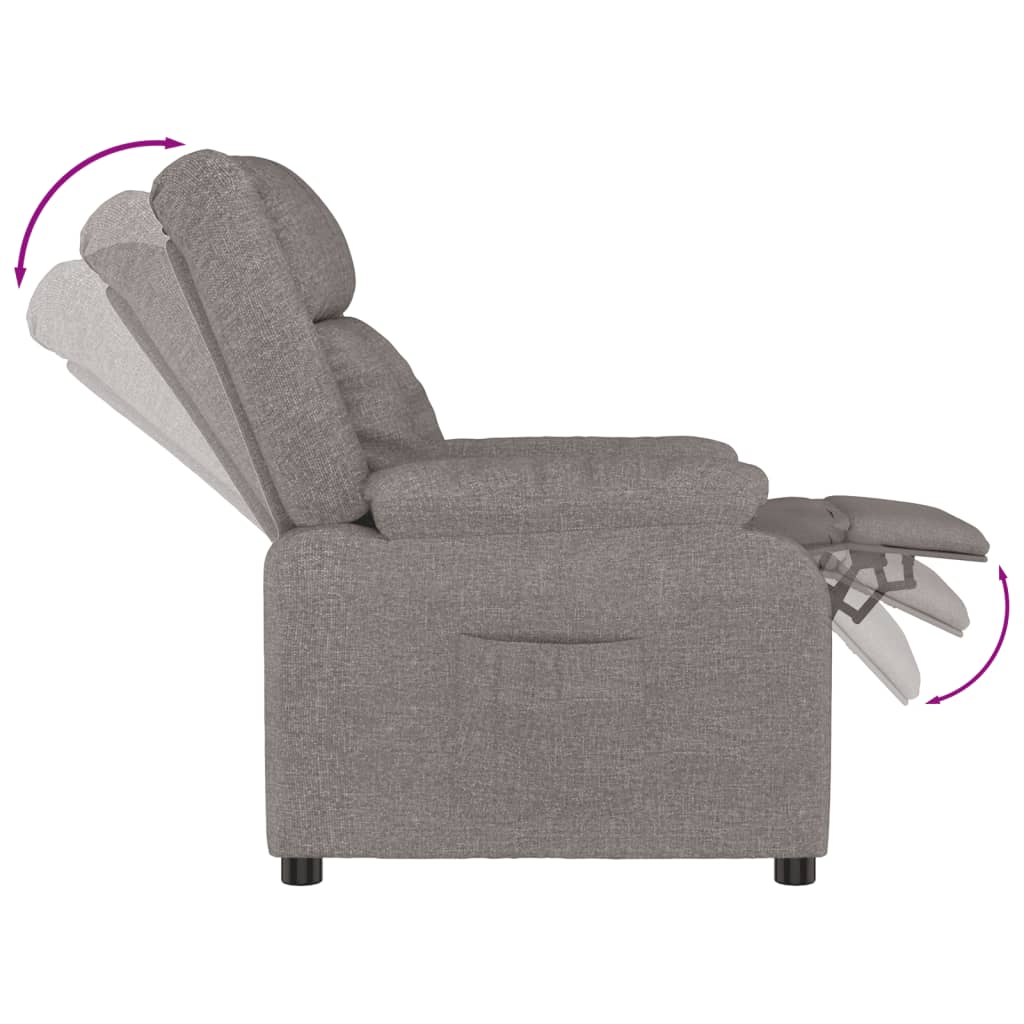 vidaXL Fotoliu rabatabil, gri taupe, material textil