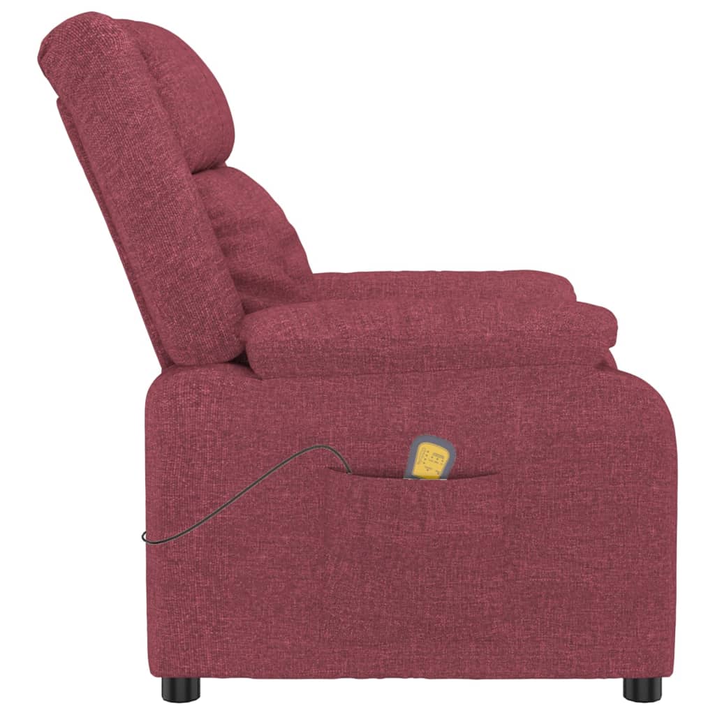 vidaXL Fotoliu de masaj, roșu vin, material textil
