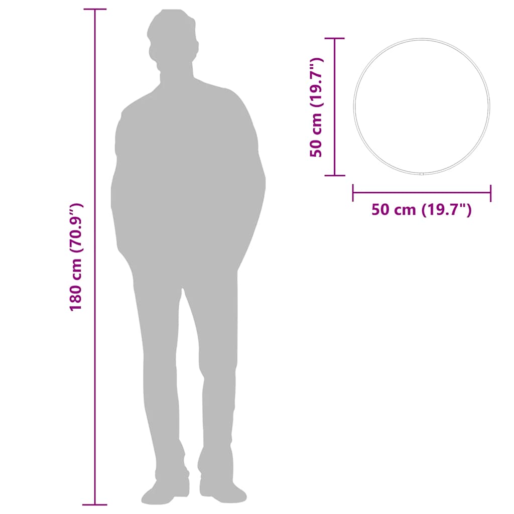vidaXL Oglindă de perete rotundă, argintiu, Ø 50 cm