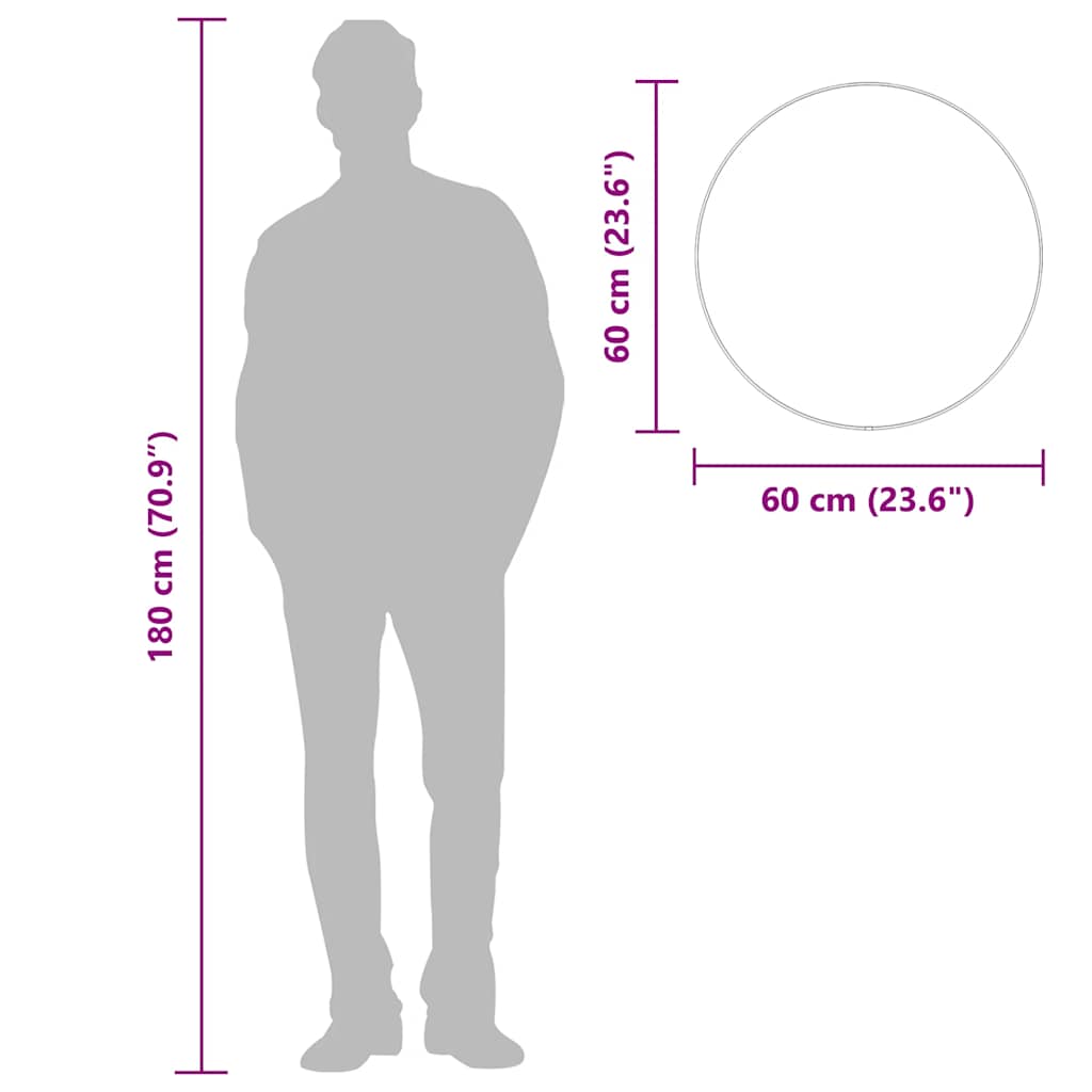 vidaXL Oglindă de perete rotundă, argintiu, Ø 60 cm vidaXL Oglindă de perete rotundă, argintiu, Ø 60 cm
