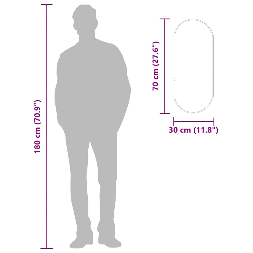 vidaXL Oglindă de perete, auriu, 70x30 cm, ovală