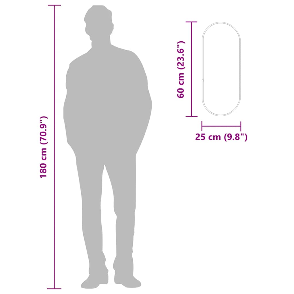 vidaXL Oglindă de perete, negru, 60x25 cm, ovală