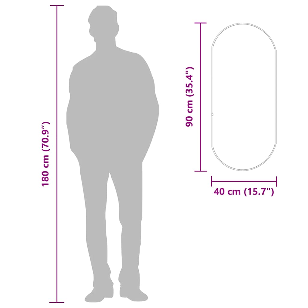 vidaXL Oglindă de perete, negru, 90x40 cm, ovală