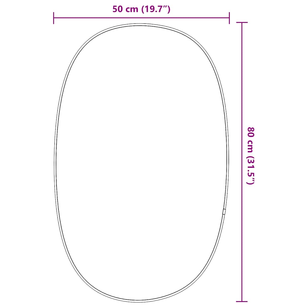 vidaXL Oglindă de perete, negru, 80x50 cm