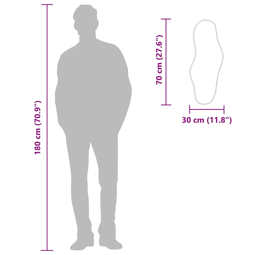 vidaXL Oglindă de perete, argintiu, 70x30 cm