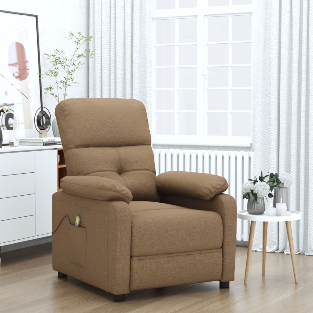 vidaXL Fotoliu de masaj, maro, material textil vidaXL Fotoliu de masaj, maro, material textil