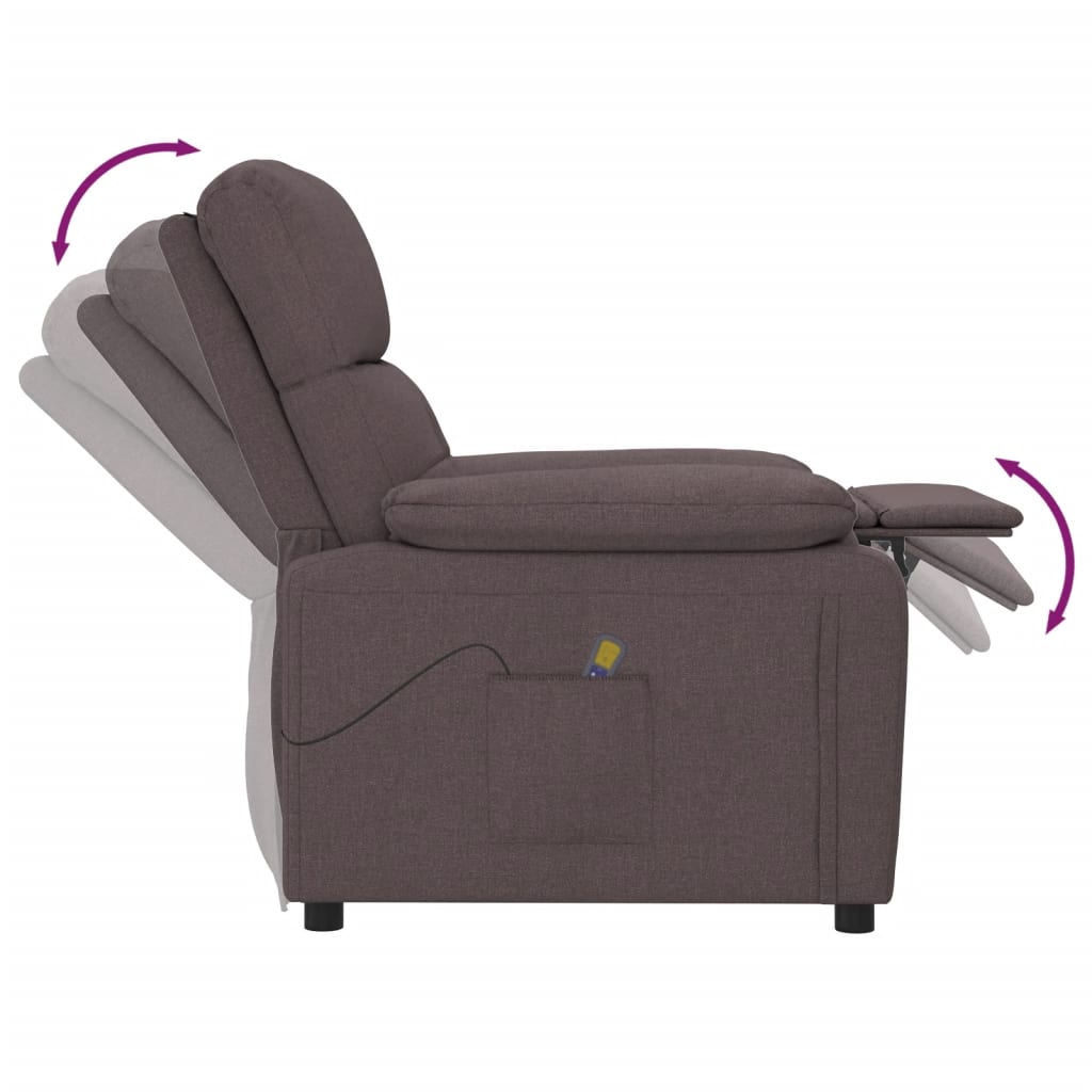 vidaXL Fotoliu de masaj, maro închis, material textil vidaXL Fotoliu de masaj, maro închis, material textil