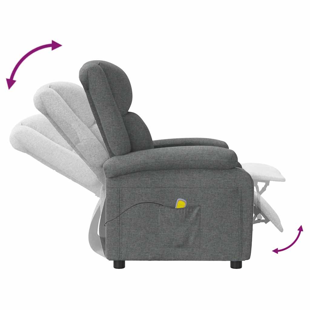vidaXL Fotoliu de masaj, gri închis, material textil vidaXL Fotoliu de masaj, gri închis, material textil