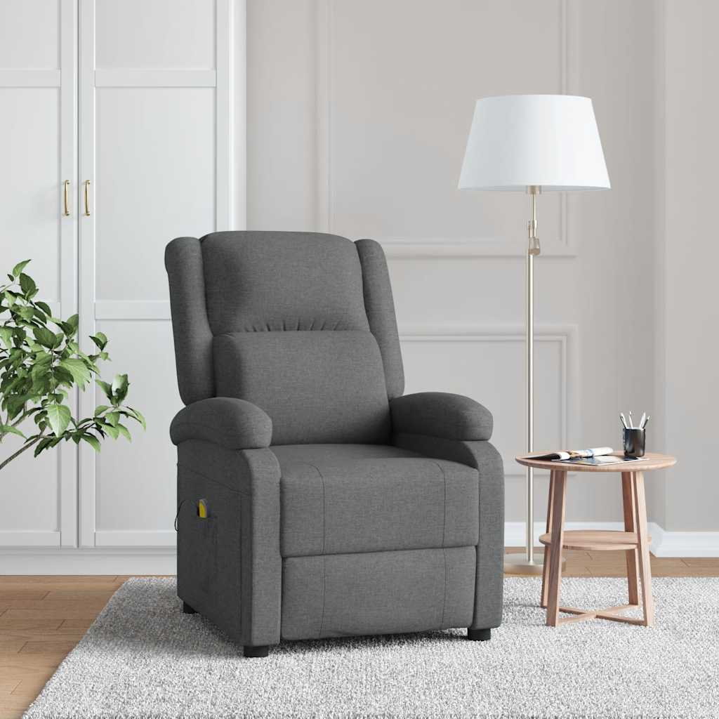 vidaXL Fotoliu de masaj, gri închis, material textil vidaXL Fotoliu de masaj, gri închis, material textil