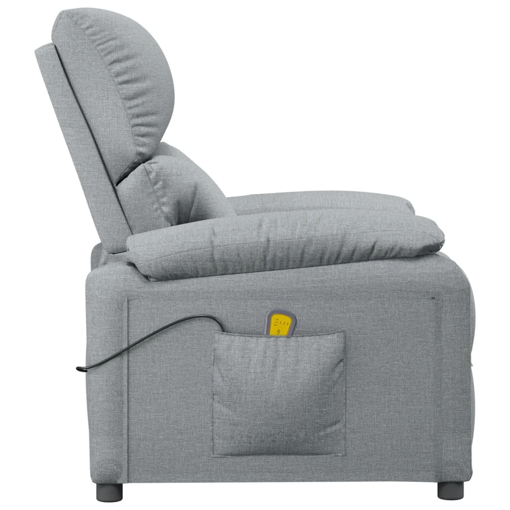 vidaXL Fotoliu de masaj, gri deschis, material textil vidaXL Fotoliu de masaj, gri deschis, material textil