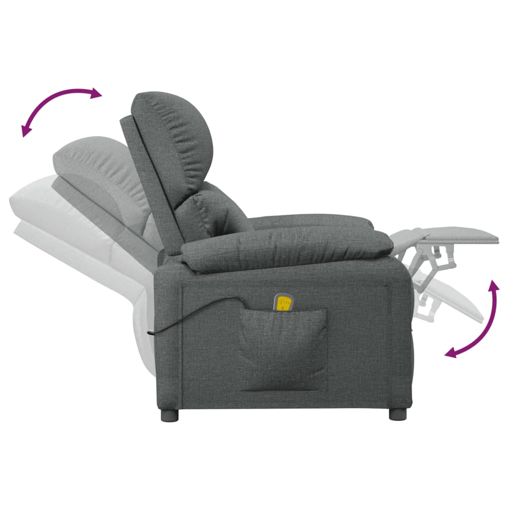 vidaXL Fotoliu de masaj, gri închis, material textil