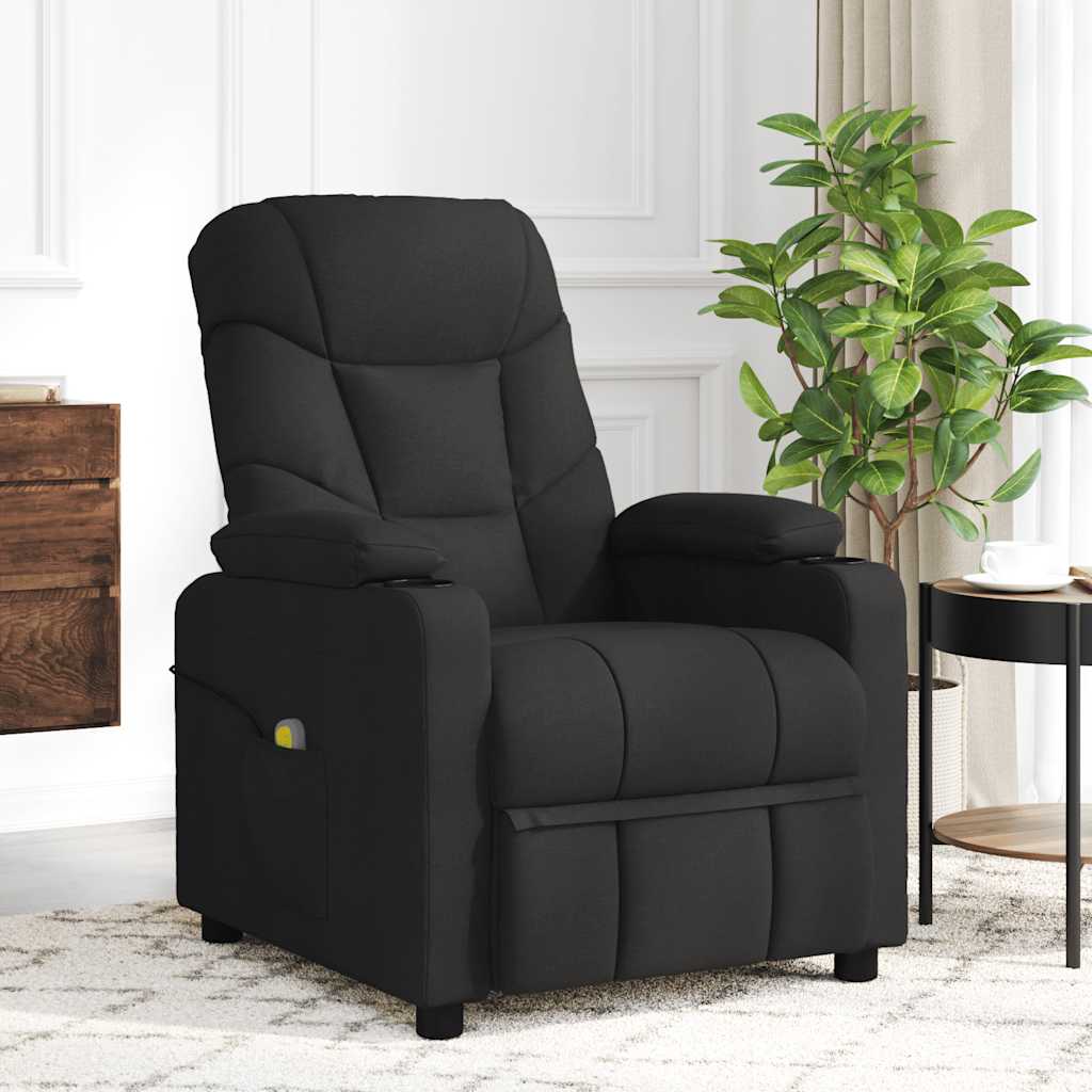 vidaXL Fotoliu rabatabil, negru, material textil vidaXL Fotoliu rabatabil, negru, material textil