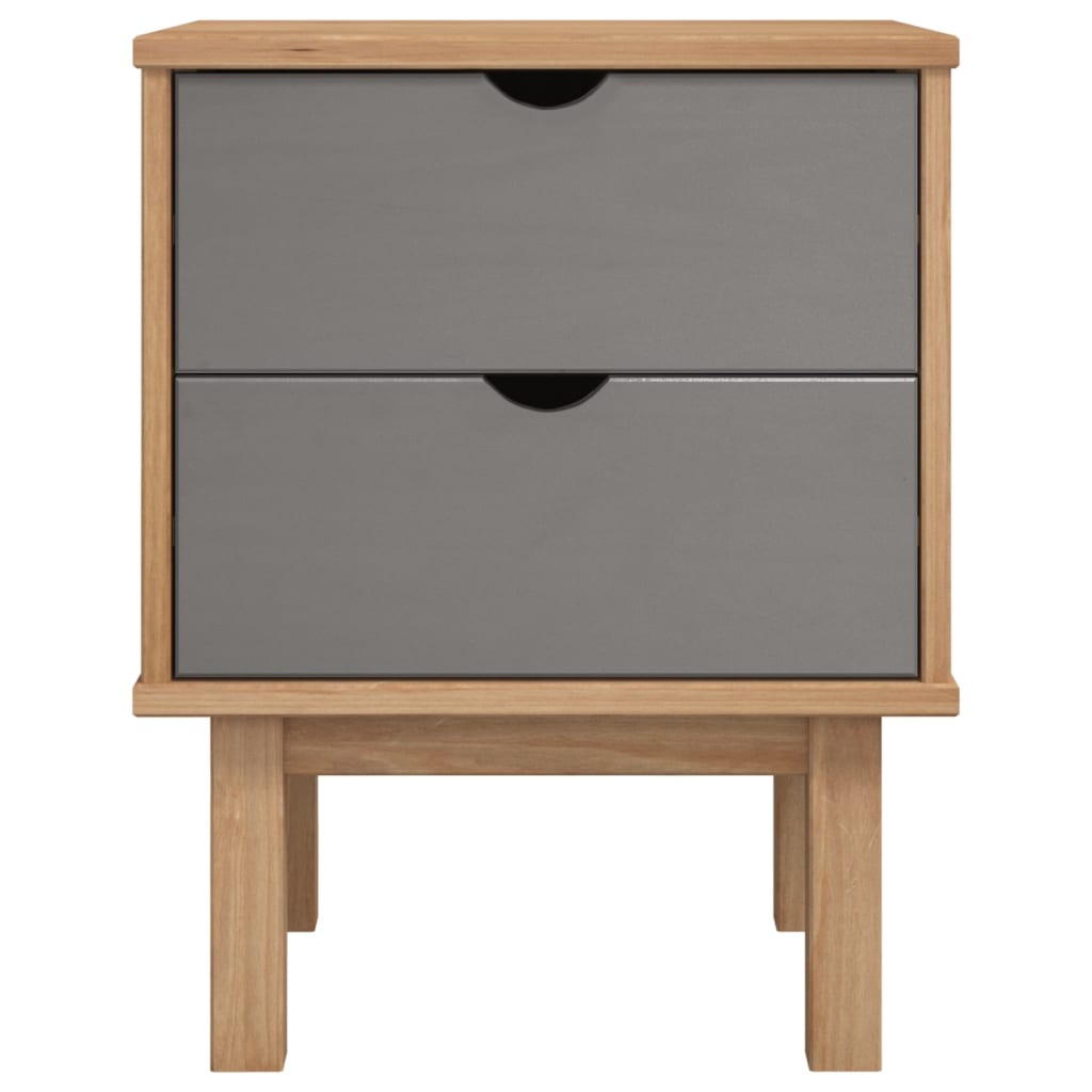 vidaXL Dulap noptieră OTTA, maro/gri, 45x39x57 cm, lemn masiv pin vidaXL Dulap noptieră OTTA, maro/gri, 45x39x57 cm, lemn masiv pin