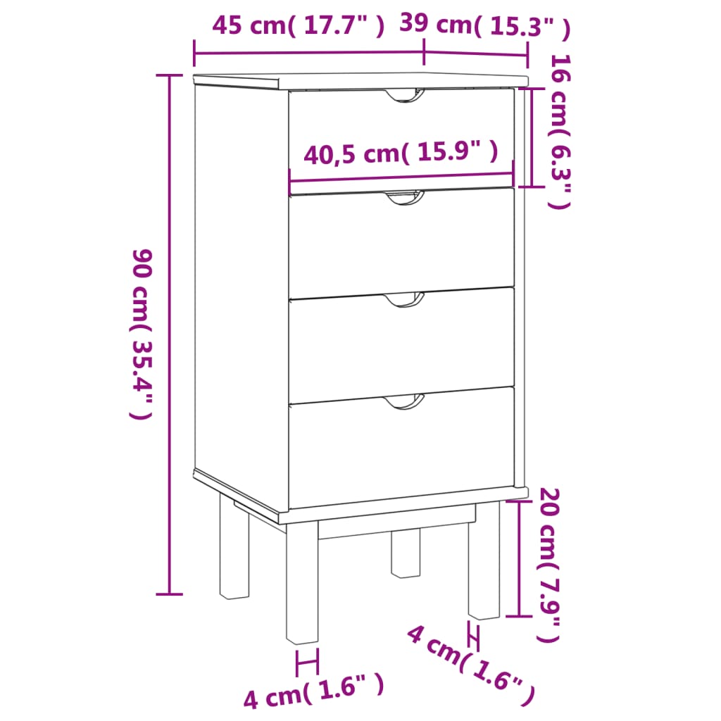 vidaXL Dulap cu sertar "OTTA", 45x39x90cm, lemn masiv de pin vidaXL Dulap cu sertar "OTTA", 45x39x90cm, lemn masiv de pin